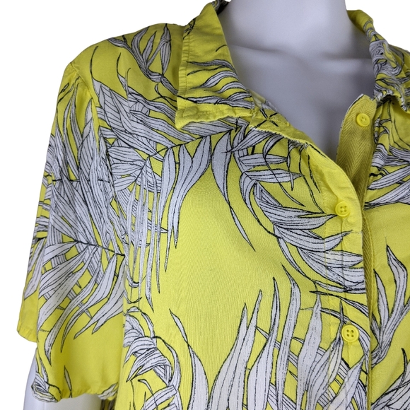Wild Fable Plus Size XXLβNeon Yellow Hawaiian Tropical Palm Leaf Art ButtonβDown - Picture 3 of 12